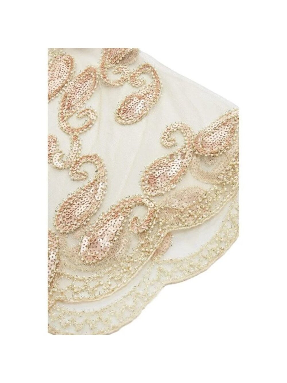 Babeyond 1920s  Shawl Wraps Beaded Evening Cape Bridal Shawl Cover Up (Beige) - Picture 6 of 6